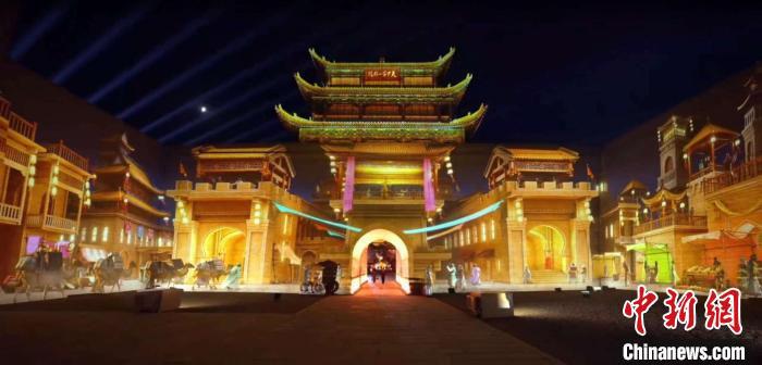 2024年7月15日，甘肅嘉峪關(guān)開啟“夜游”模式。圖為夜游燈光劇《天下嘉峪關(guān)》光影效果。(甘肅嘉峪關(guān)關(guān)城景區(qū)供圖)