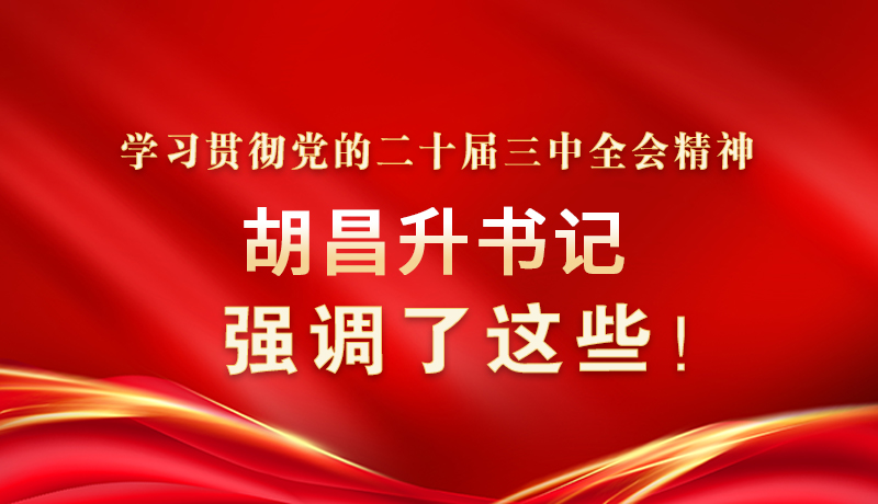 圖解|學(xué)習(xí)貫徹黨的二十屆三中全會(huì)精神 胡昌升書記強(qiáng)調(diào)了這些！